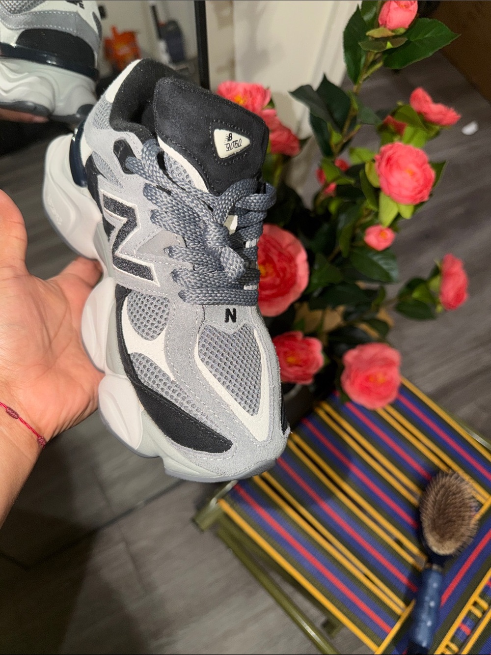 New Balance Kids Gray, Black and White Chunky Sneakers